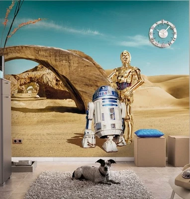 Mural Papel Pintado Dormitorio Adolescente Star Wars Disney Pared DECORACIÓN 12x8 pies Droides Foto 1 de 4