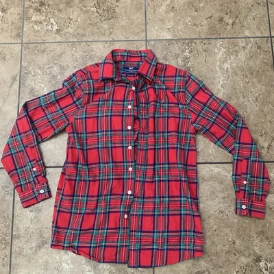 Vineyard Vines Whale Shirt Boys Sz L (16) Christmas Button Up 100% Cotton - Image 1 of 4