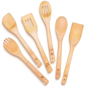Bamboo Wooden Spoons for Cooking 6-Piece, Apartment Essentials Wood Spatula S... - Bild 1 von 6
