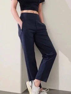 Pantalones de tiro alto Athleta Endless talla 10 Petite 10P lisos azul marino elásticos - Imagen 1 de 7