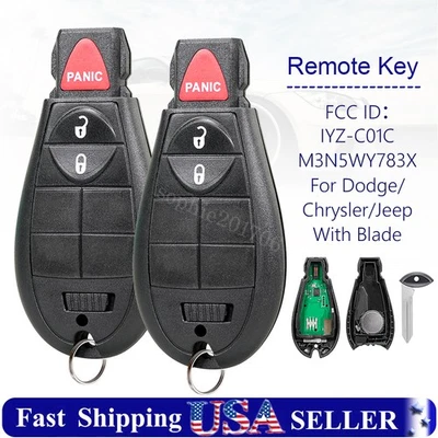 2 peças de reposição para 2010 2011 2012 2013 2014 Dodge Grand Caravan controle remoto chaveiro - Imagem 1 de 4