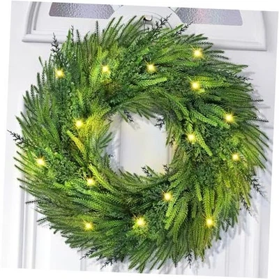 Coronas de Navidad de 24 pulgadas para puerta principal, Real Touch Norfolk Pine 1 paquete verde Foto 1 de 4