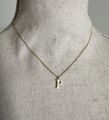 Ожерелье с инициалом «P» Argento Vivo — чистое серебро позолота 18 карат, регулируемое - Изображение 1 из 4