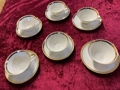 Bareuther Waldsassen Bavaria 6 Teetassen mit Untertasse, Goldrand - Bild 1 von 4