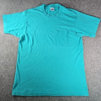 Vintage BVD Blank Shirt Men's XL Teal Single Stitch USA Made 90s - Image 1 of 4