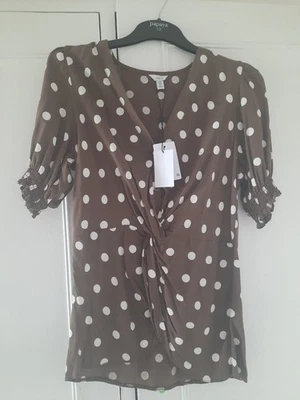 M&Co Brown Spotted Summer Top Blouse Size 10 BNWT - Image 1 of 4