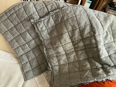2 West Elm Gray Quilted Standard Pillow Shams 20” x 26” Linen 100% Cotton Back - Image 1 of 4