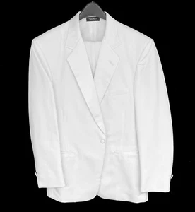 Men's Lord West White Tuxedo Jacket with Pants Satin Notch Lapels Size 34R 28W - Picture 1 of 4
