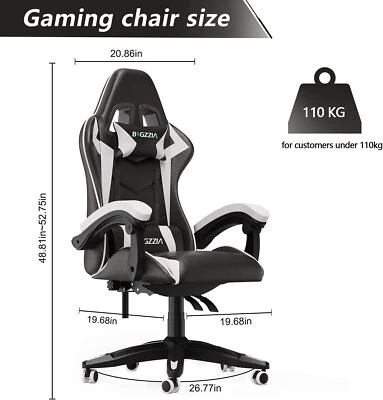 Silla Gaming Silla Oficina Reclinable Respaldo Alto Computadora Giratoria Carreras Escritorio Silla Foto 1 de 4
