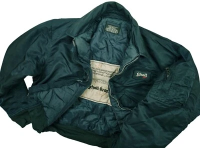 HOT Men's SCHOTT FLYER'S CWU-R BOMBER MILITARY FLIGHT 4P zip LINED TEAL Jacket L - Image 1 of 4