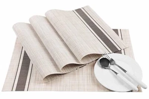 Placemats for Dining Table Set of 4 Woven Vinyl Plastic Place Mats Non-Slip H... - Picture 1 of 7