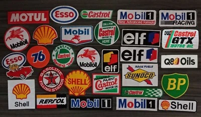 Logo Gas Motor OIL Racing Car Motorcycles Bike embroidered patch  Iron or Sew on - Image 1 of 4