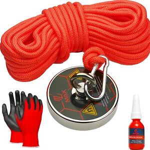 Fishing Magnet Kits by MaxMagnets - Premium Neodymium Recovery Set With Rope