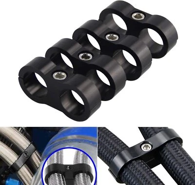 H&J MOTORS 4 x AN6 6AN AN -6 Nylon Braided Stainless Fuel Oil Line Hose Separator Clamp