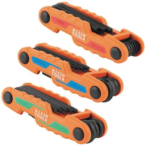 Klein Tools 70543 Compact Folding Hex Key Set, 25-Key, SAE, Metric Torx, 3-Piece - Picture 1 of 10