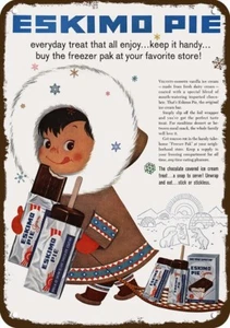 1958 ESKIMO GIRL LOVES ESKIMO PIE BAR Vintage Look DECORATIVE REPLICA METAL SIGN - Picture 1 of 1