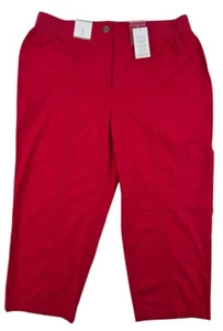 Chicos Capri Pants Crop Radiant Red Pockets Elastic Waist Womens Sz 1 (8-M) NWT - Picture 1 of 22