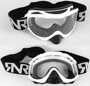 RIP N ROLL TEAR OFF MOTOCROSS MX GOGGLES HYBRID RnR WHITE with clear lens NEW - Picture 1 of 1
