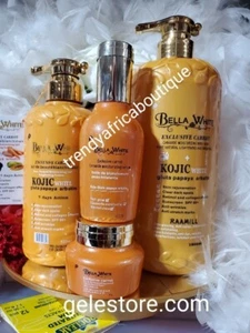4pc. Bella-white Exclusive Carrot. 7 Days Kojic Body Lotion, Gel, Serum & Face - Picture 1 of 6