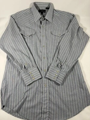 Camisa Western Panhandle Slim Para Hombre Mediana Perla A Presión Azul Blanco Rayas De Colección Foto 1 de 4
