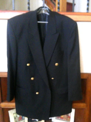 PIERRE CARDIN PARIS BLACK  PURE WOOL DOUBLE BREASTED JACKET, CHEST IS 44, TALL - Image 1 of 4