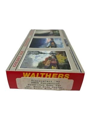 HO Walthers Discoverail 92’ Limited Edition 40' Wood Reefer Gambrinus Beer 1/500 - Image 1 of 4