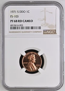 1971 S Lincoln Cent DDO FS 103 NGC PF68 Cameo RD POP 1/0 PR68 Cameo RED - Picture 1 of 2
