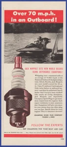 Original 1951 CHAMPION Spark Plugs Jack Maypole Outboard Speed Record Print Ad - Picture 1 of 1