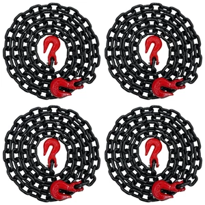 4PK - Ganchos de agarre de cadena de remolque de transporte de 3/8"" X 10' grado 80 7.100 libras - Imagen 1 de 6