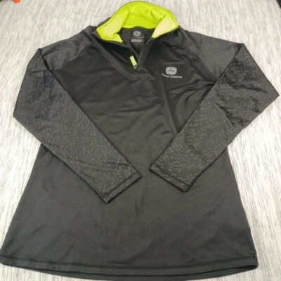 Camisa para mujer John Deere negra mediana cuarto cremallera pulóver ligero  Foto 1 de 4