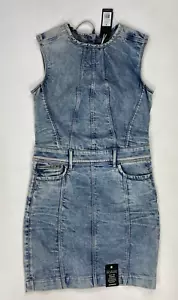 G Star Raw Lynn Jet Slim Zip Denim Jean Dress Women Medium Blue Sleeveless - Picture 1 of 11