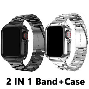 Band Strap+TPU Case For Apple Watch Series 7 6 5 4 3 SE Stainless Steel 41/45mm