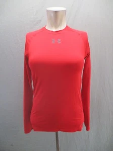 Under Armour HEAT GEAR Size L Girls Red Long Sleeve Compression Athletic Top 356 - Picture 1 of 8
