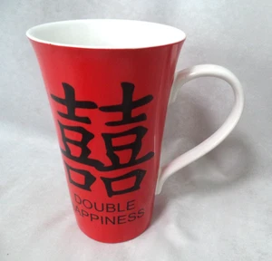 Coventry Fine Porcelain Double Happiness Tall Coffee Tea Mug Fine China Red - Picture 1 of 9