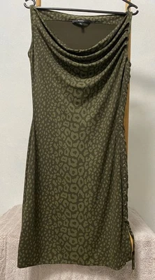 Gucci XS Green Leopard Print Viscose Dress Cowl Neck Lace-Up Side Italy - Image 1 of 4