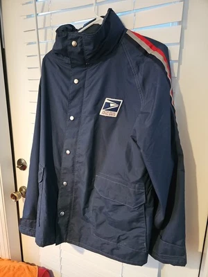 Vintage US Post Office Postal Brookfield Rain Wear Jacket w/ Hood Blue 90s MED - Image 1 of 4
