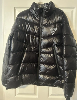 Guess Black Puffer Jacket Coat Mens Size Large NWT - Image 1 of 3