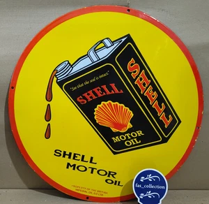 Shell Motor Oil Porcelain Enamel Sign 30 x 30 Inches 1 Sided - Picture 1 of 11