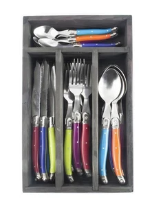 24 Piece Cutlery Set Laguiole Elite Stainless Steel Set Pearlized Multi Colour - Picture 1 of 2