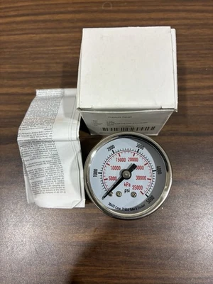 Commercial Pressure Gauge 0 PSI to 5000 PSI 1 1/2" Dial, 1/8" NPT Male New - Image 1 of 4