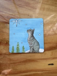 Weihnachtskatze, Wishing On A Star, Kühlschrankmagnet, mit süßer Tabby Katze - Bild 1 von 1