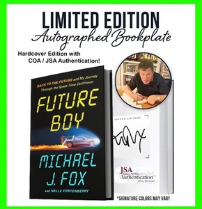 Future Boy: Back to the Future SIGNED Michael J Fox AUTOGRAPHED Bookplate JSA - Imagen 1 de 1