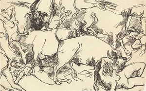 Renato Guttuso - Escape from Etna (Study No. 1). Signed lithograph, 1938 - Foto 1 di 5