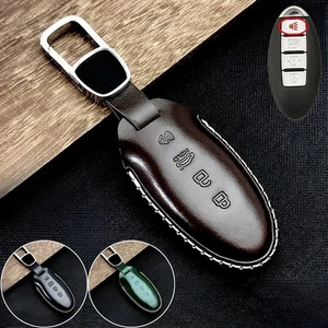 Genuine Leather Car Key Case Cover For Nissan Qashqai Altima Maxima Pathfinder - Imagen 1 de 10