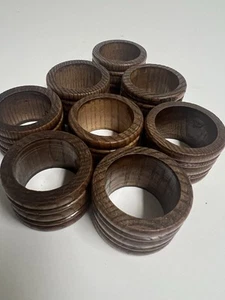 8 Natural Wooden Hard Wood Napkin Rings New Brown - Picture 1 of 9