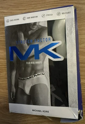 NIB MICHAEL KORS Men's 100% Cotton Black Underwear Briefs 3-PACK, Size L (36-38) - Image 1 of 3