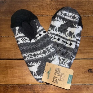 Northeast Outfitters comode pantofole da cabina nere fiocco di neve alce uomo 8-12,5 NUOVE - Foto 1 di 2