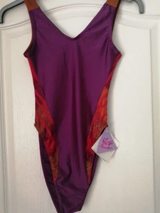 Ladies Tank Leotard By Le Jazz Hot Size S(10) Purple With Multi Panels. - Picture 1 of 10