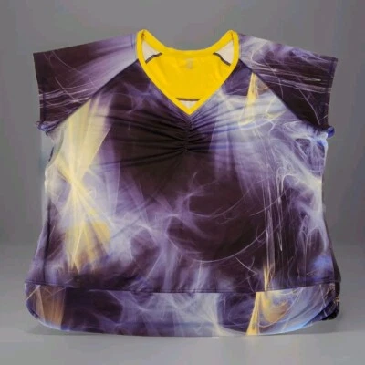 Camiseta deportiva de entrenamiento Reebok Tie Dye Top para mujer talla 26/28 talla grande púrpura dorada Foto 1 de 4