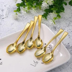 Flatware Golden Dessert Spoon Mini Spoon Set Pudding Spoon Ice Cream Spoon - Picture 1 of 10